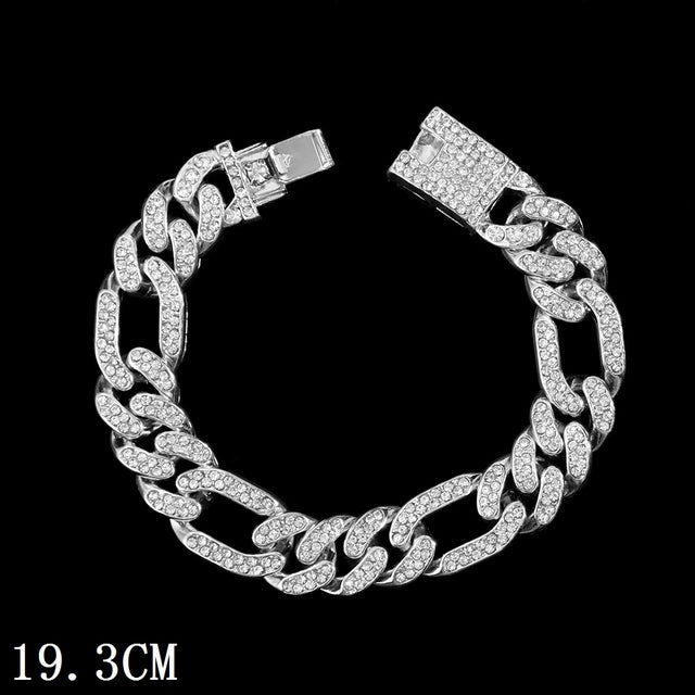 Women's Luxury 12mm Iced Out Cuban Link Chain Bracelet