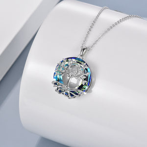 Women's Crystal Sterling Silver Tree of Life Pendant Necklace