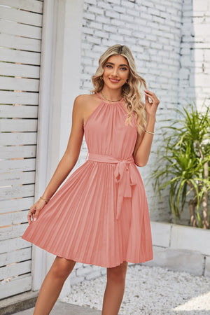 Women's Solid Pleated Strapless Dresses Size (S-XXL)