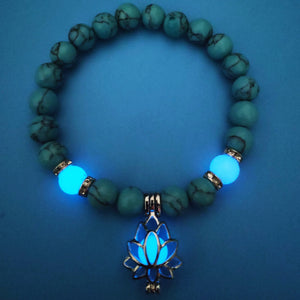 Energy Luminous Lotus Natural Stone Yoga Healing Luminous Glow In The Dark Charm Beads Bracelet