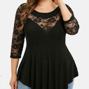 Women's Lace Irregular Perspective Top Size (L-5XL)