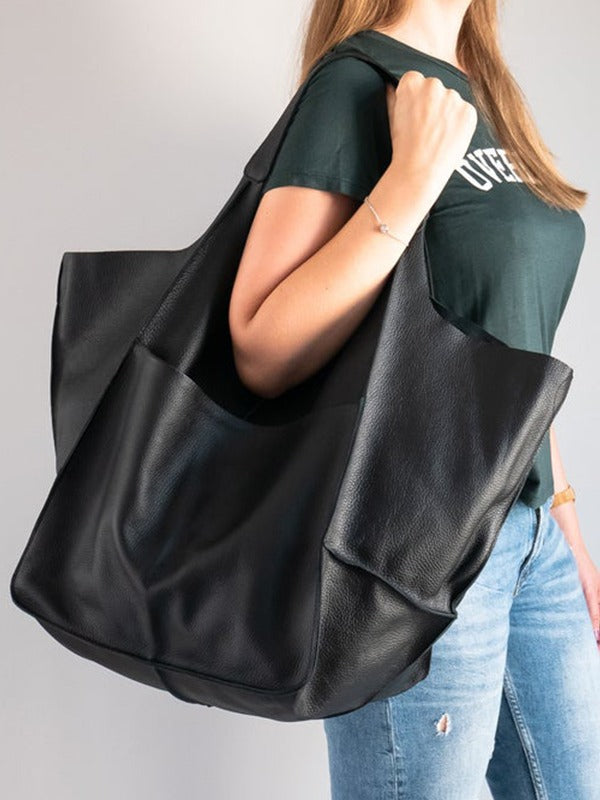 Women Soft Leather Large Capacity One-shoulder Tote Bag