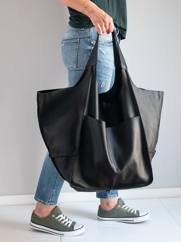 Women Soft Leather Large Capacity One-shoulder Tote Bag