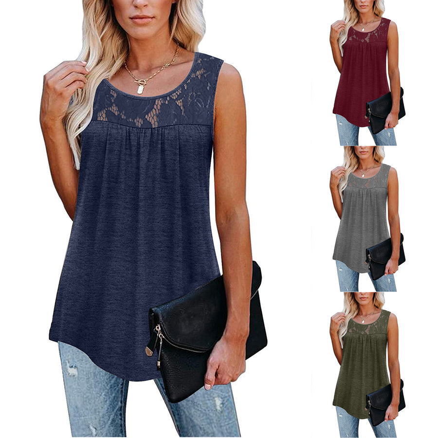 Women's Sexy Lace Loose Neck Tank Tops Size (S-5XL)