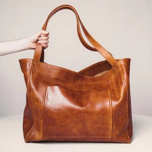 Women Soft Leather Large Capacity One-shoulder Tote Bag