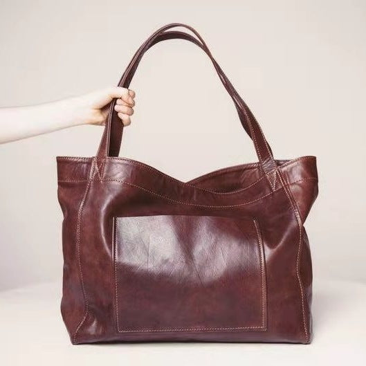 Women Soft Leather Large Capacity One-shoulder Tote Bag