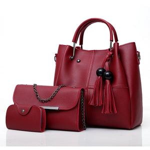 Women fashion single shoulder Messenger three-piece tassels bag