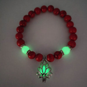 Energy Luminous Lotus Natural Stone Yoga Healing Luminous Glow In The Dark Charm Beads Bracelet