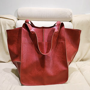 Women Soft Leather Large Capacity One-shoulder Tote Bag