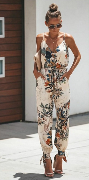 Women's Flowers Print Rompers Size (S-3XL)