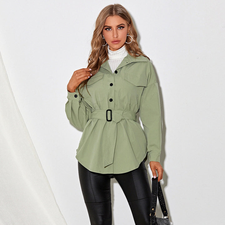 Women's Fashion Solid Color Shirt Jacket Size (S-XL)