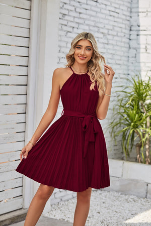 Women's Solid Pleated Strapless Dresses Size (S-XXL)