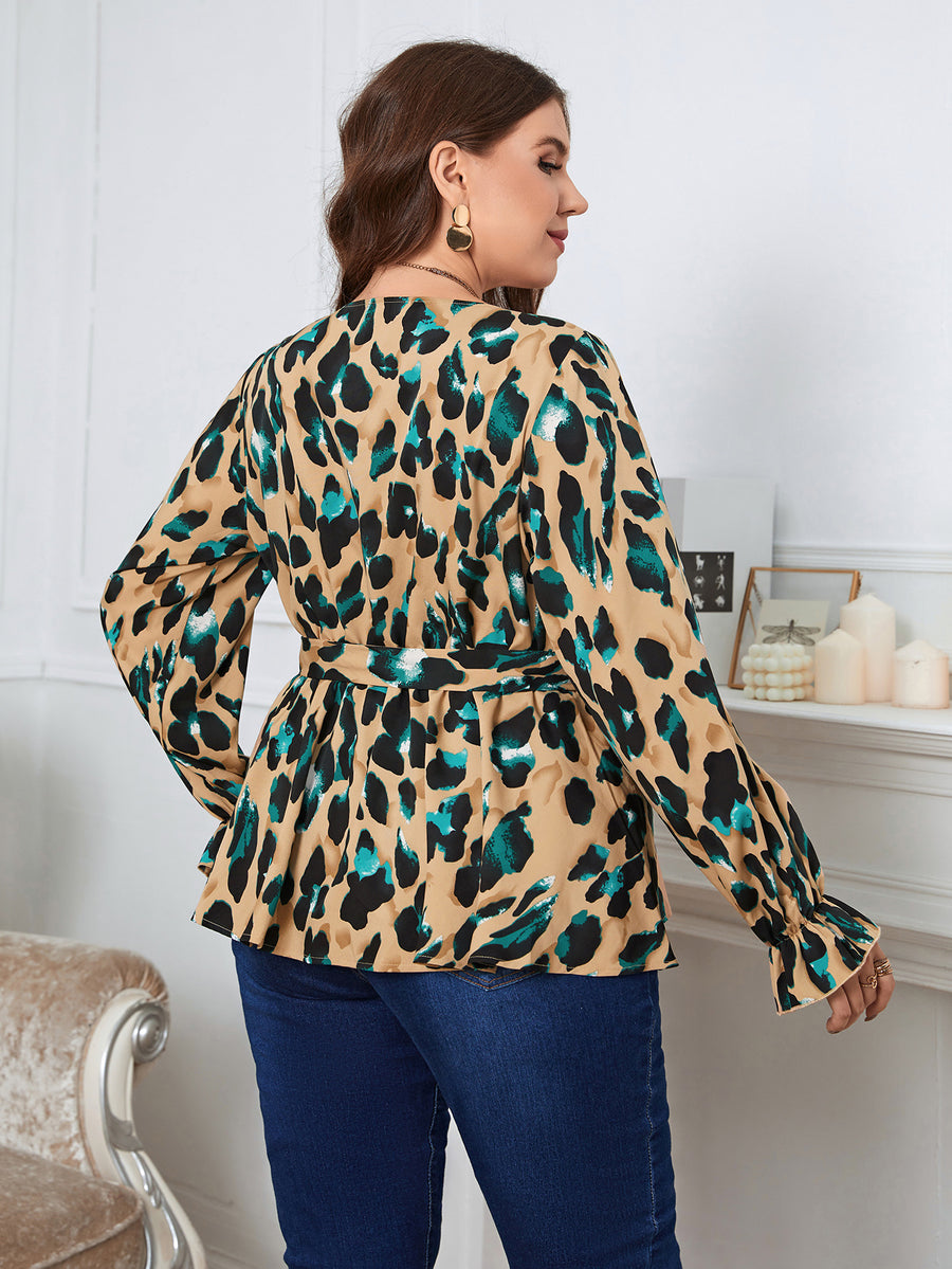 Women's Versatile Leopard Print Top Size (1XL-4XL)