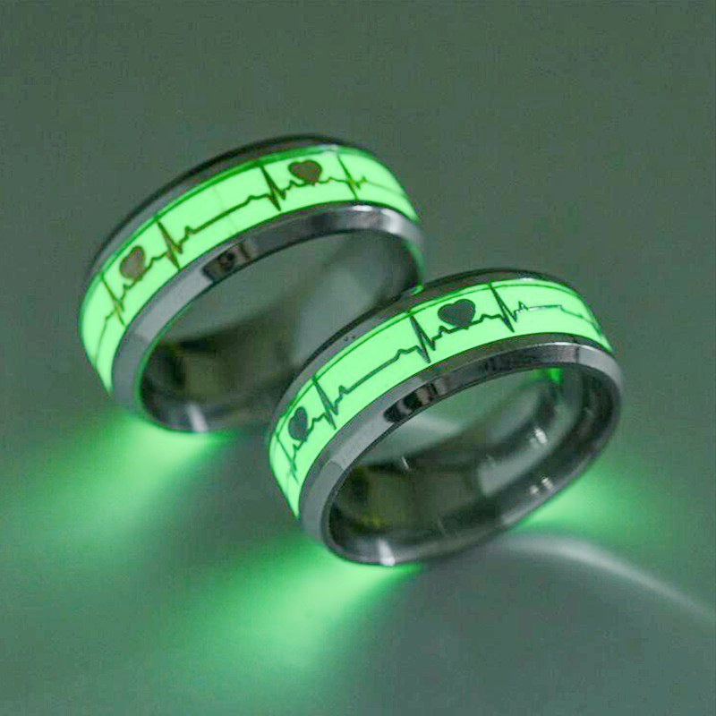 Heart-shaped Rings Luminous At Night Lovers Ring  Jewelry