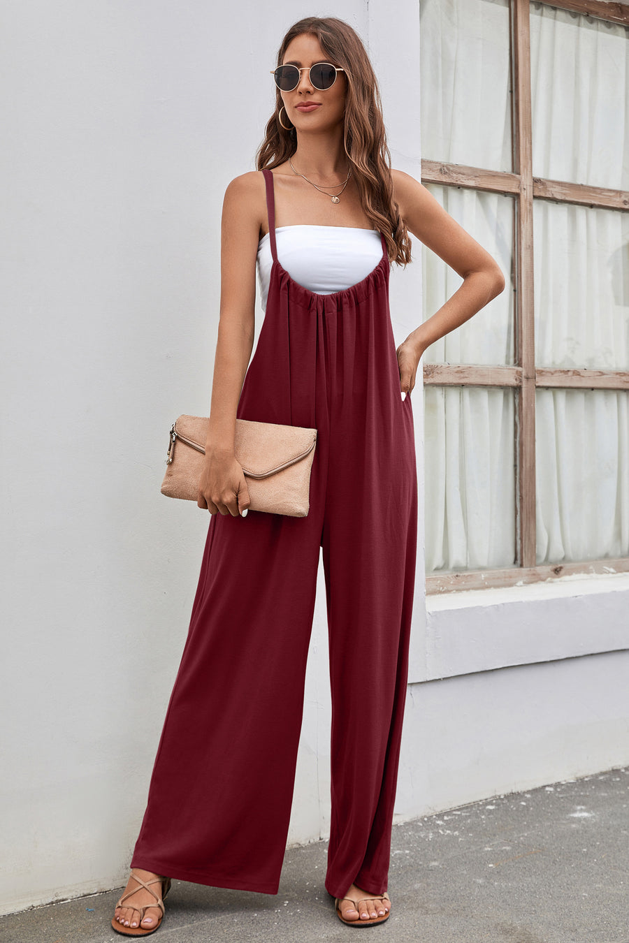 Women's Casual Wide Leg Jumpsuit (size S-XL)