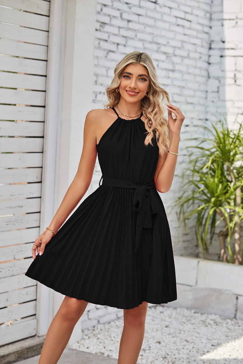 Women's Solid Pleated Strapless Dresses Size (S-XXL)