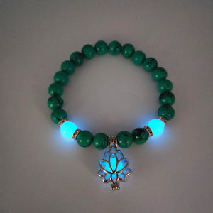 Energy Luminous Lotus Natural Stone Yoga Healing Luminous Glow In The Dark Charm Beads Bracelet