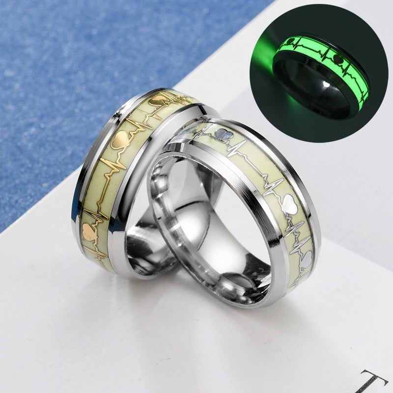 Heart-shaped Rings Luminous At Night Lovers Ring  Jewelry