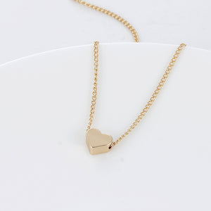 Women Simple Fashion Gold Color Double-sided Love Pendant Clavicle Chains Necklace