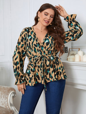 Women's Versatile Leopard Print Top Size (1XL-4XL)